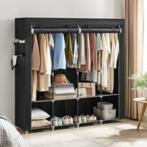 Closet Portátil Jeasn, Negro, Variedad de Entrepaños en Tela